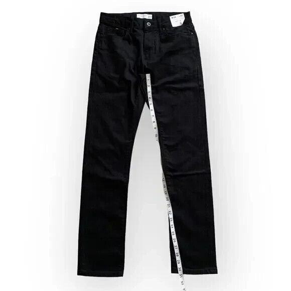 TOPMAN Jeans Mens 30 X 32 Black Stretch Skinny Mid Rise Straight Leg Denim - Picture 3 of 5